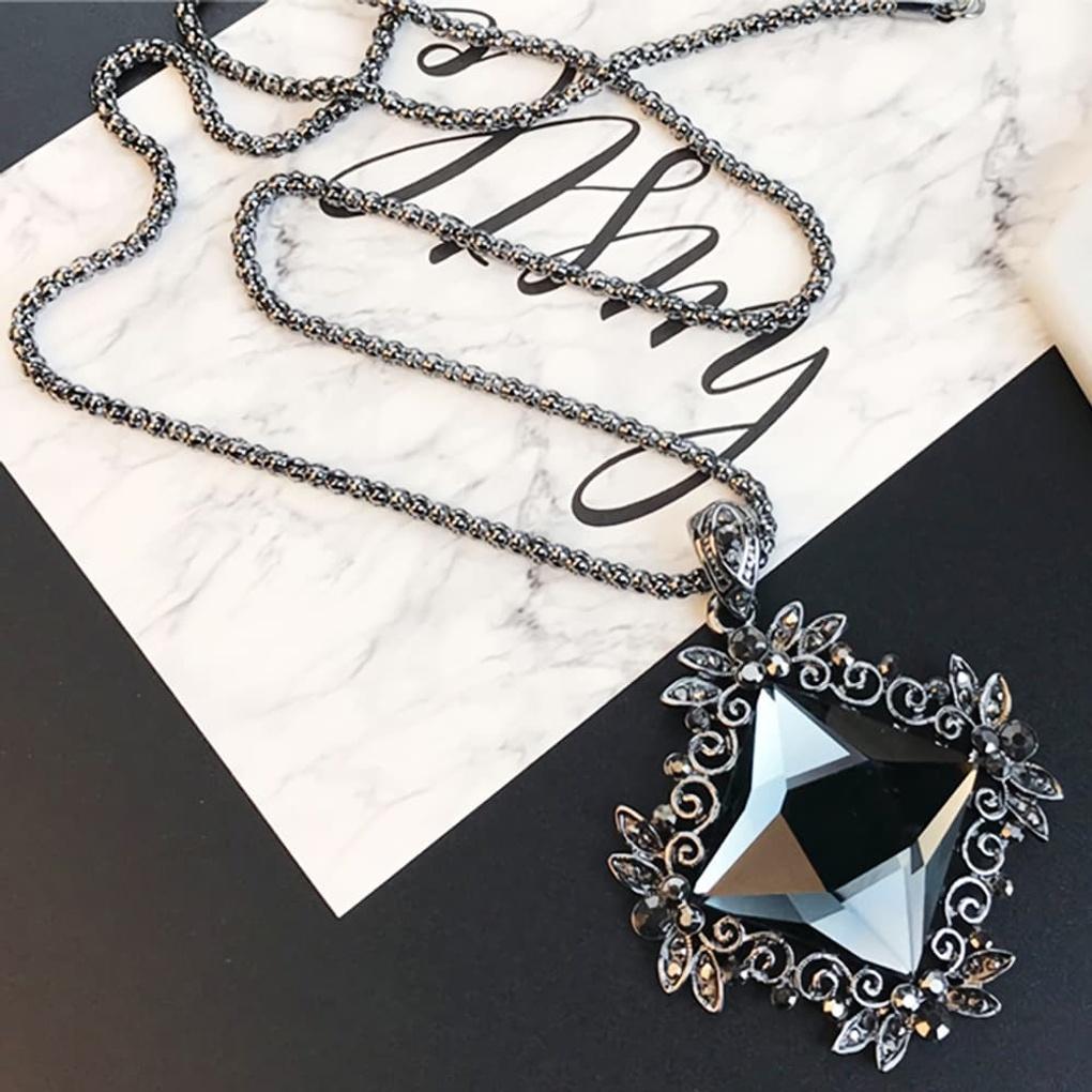 

Women s Layered Necklace Unique Vintage Big Cubic Fashion black