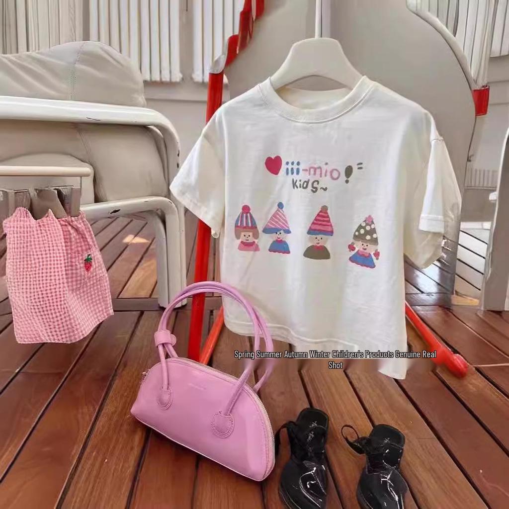 Girls' Summer Cotton Printed Shorts & T-Shirt Set