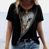 Women's 3d Cute Cat Print T Shirt Fashion Womens Tees Y2k Tops Harujuku Kawaii Oversized Summer O-Neck Top Female Clothing