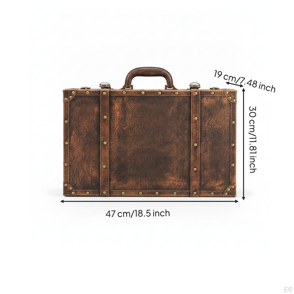 Vintage Trunk-Shaped Storage Box Leather-Like Finish Suitcase-Style