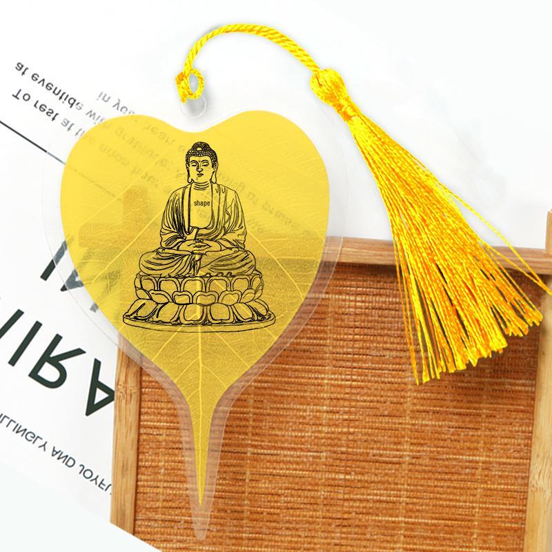 Bodhi Leaf Shakyamuni Metal Bookmark - Classical Chinese Style Commemorative Vein Design