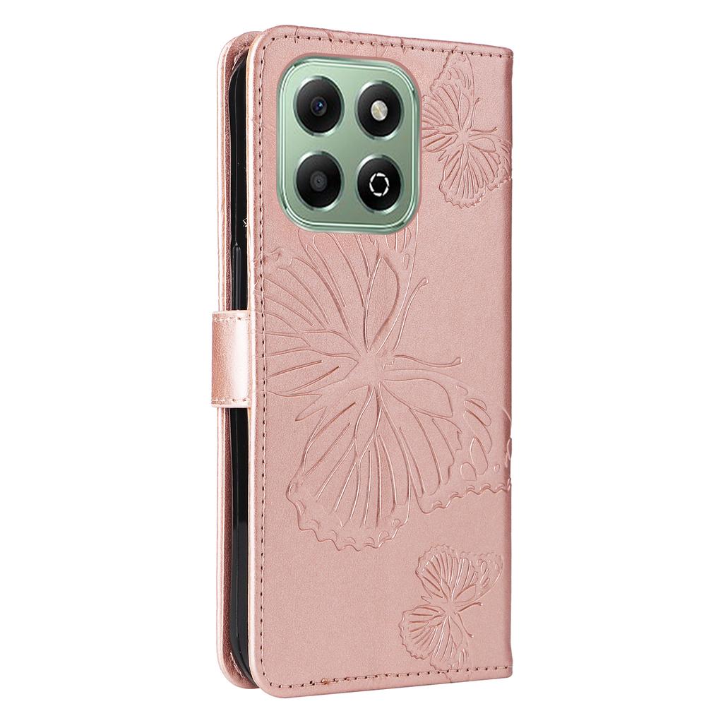 Für Honor X6c 4G/X6a 4G/X6b 4G/X5b/X5b Plus Brieftasche Hülle Floral Schmetterling Geprägte Leder Handyhülle Ständer