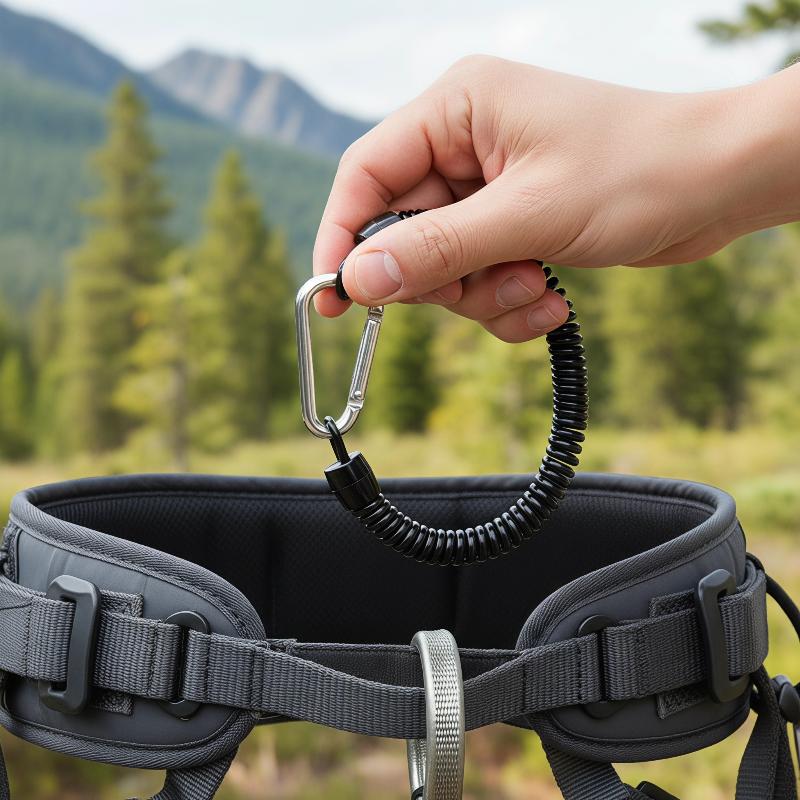 Carabiner Anti Lost Rope Spring Take Up Cord Metal Buckle For Fishing Gear Climbing Fishing Gadgets