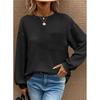 2026 Waffle Knit Round Neck Pocket Casual Loose T-shirt - TikTok Trendy