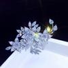 Floral Design Brooch with Cubic Zirconia Inlaid Non-Slip Buckle Scarf Badge Coats Sweaters Hats Bags Accessories