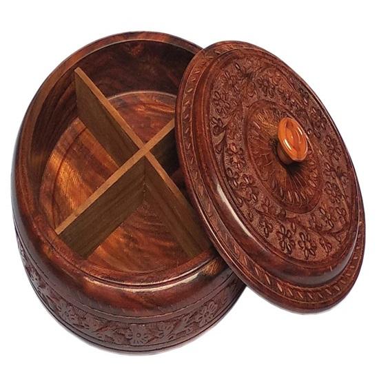 Wooden Box for Dry Fruits Diameter 45.72 Cm.  Wooden Round Box for Gifts, Storage of Products