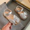 Kids Weave Sandals for Girls 2025 Summer Non-slip Sole Toddler Beach Shoes with Cute Bow Princess Elegant Party Shoes 1-3years