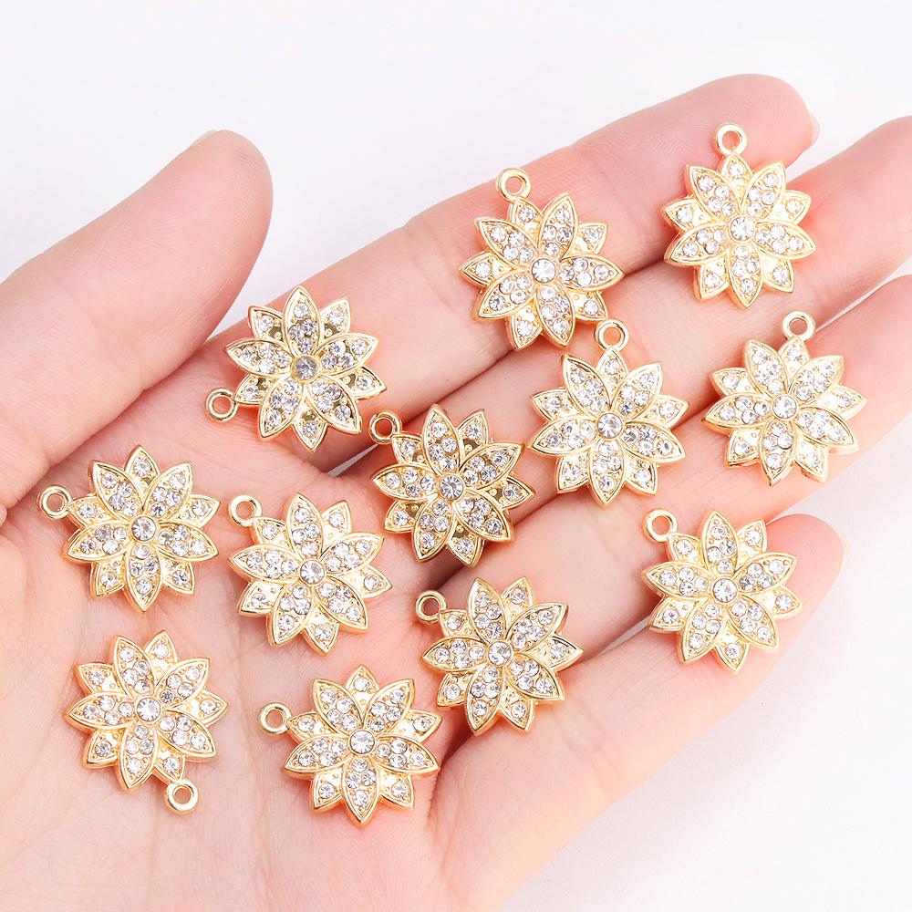 10Pcs Delicate Gold Color Zircon Flower Dragonfly Star Charms Pendants High Quality Diy Necklace Earrings Jewelry Accessories