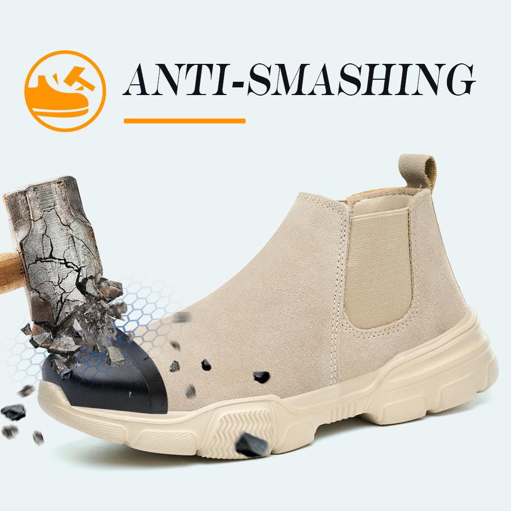 Herren Sicherheitsschuhe Stahlkappe Anti-Quetschung Leicht Einfarbige Anti-Bügel-Obermaterial Herren Schweißer Schuhe Werkstatt Industrielle Arbeitschuhe