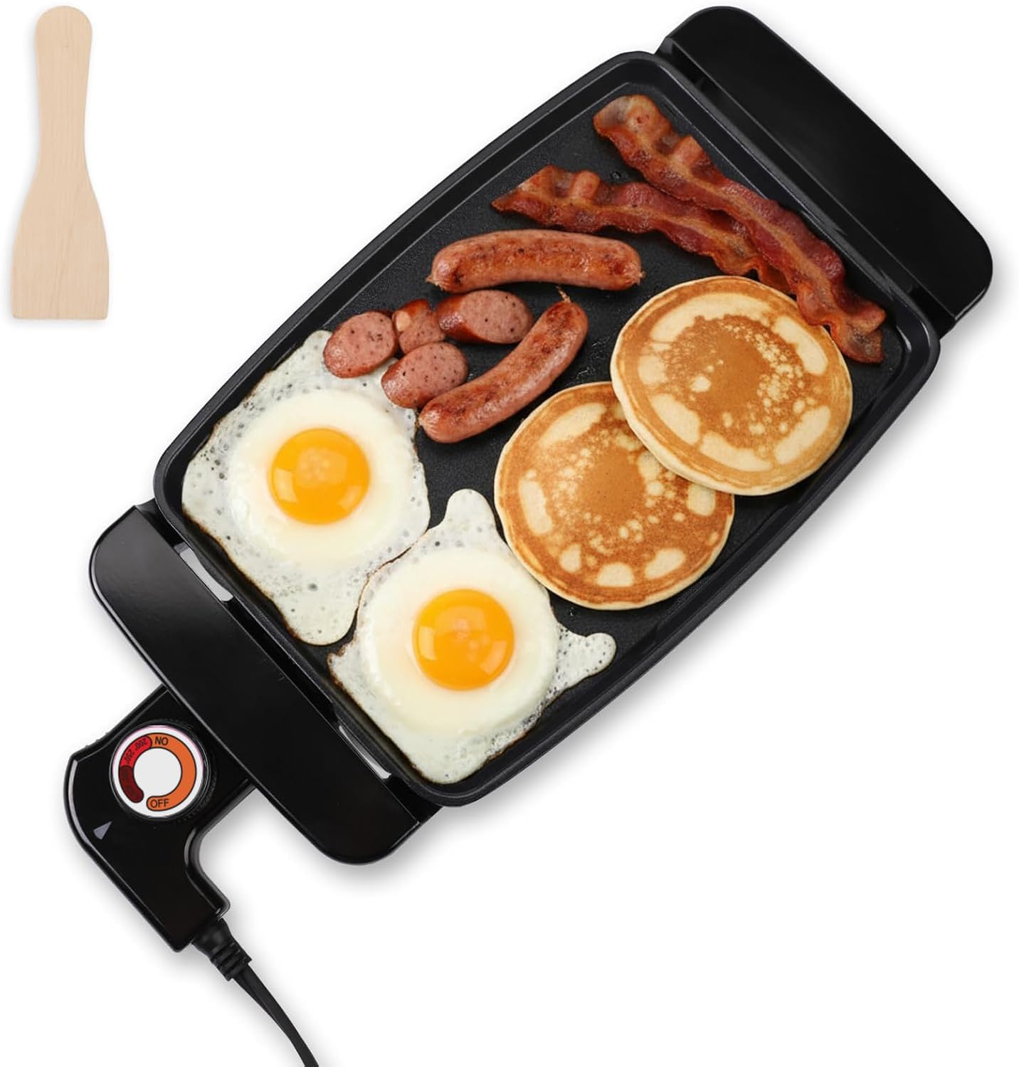 10 Inch Mini Ceramic Non-Stick Electric Skillet with Adjustable Thermostat, Single Serve Grill for United States