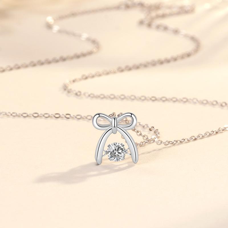 Bow Smart Necklace Women'S Beating Heart Fashion Niche Design Clavicle Chain Accessories Ins Style Premium Durable