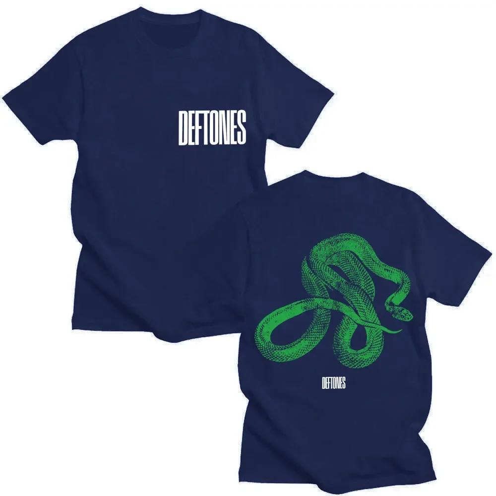 Rock Band Deftones Grünes Schlangenmuster T-Shirt Privates Musikalbum Retro Modetrend Sommerdruck 100% Reine Baumwolle T-Shirt