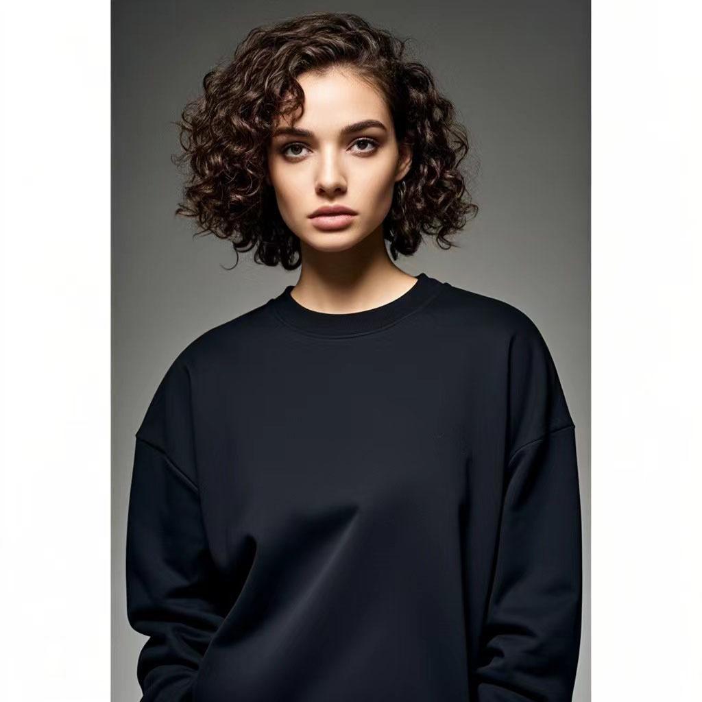 Trendy Versatile Cotton Long-Sleeve Hoodie - Basic White/Black for Autumn/Winter