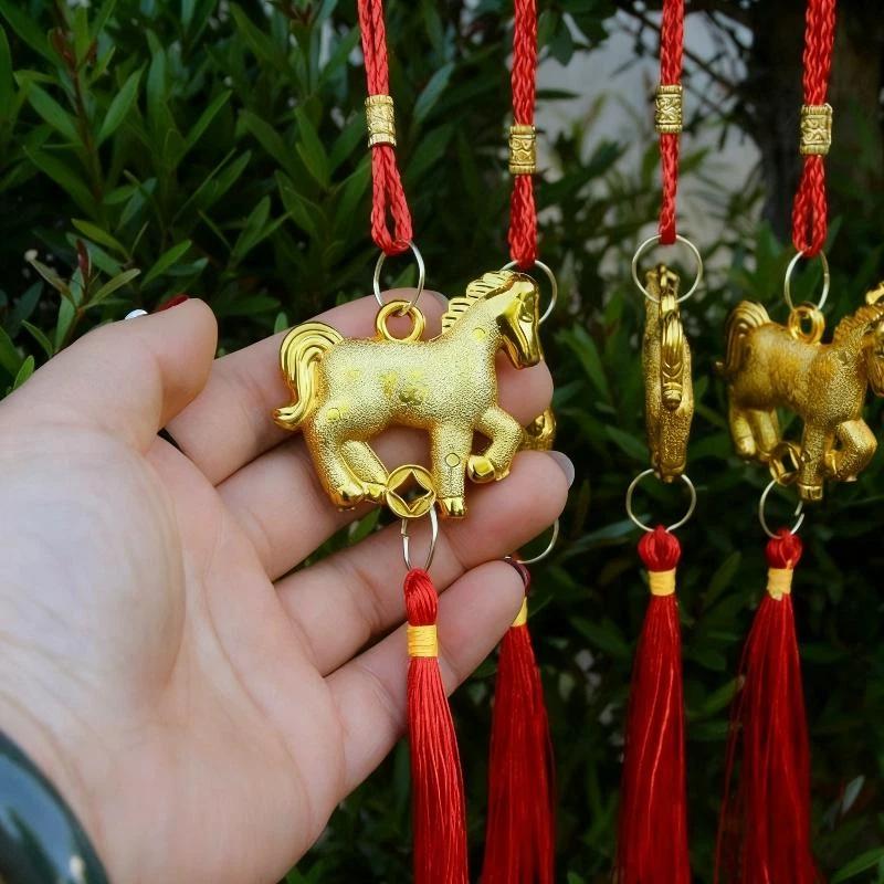 New! 6Pcs Chinese New! Year Lantern Pendant Lucky Decoration 2026 Year Of The Horse Wall Hanging Car Ornament Housewarming Gifts