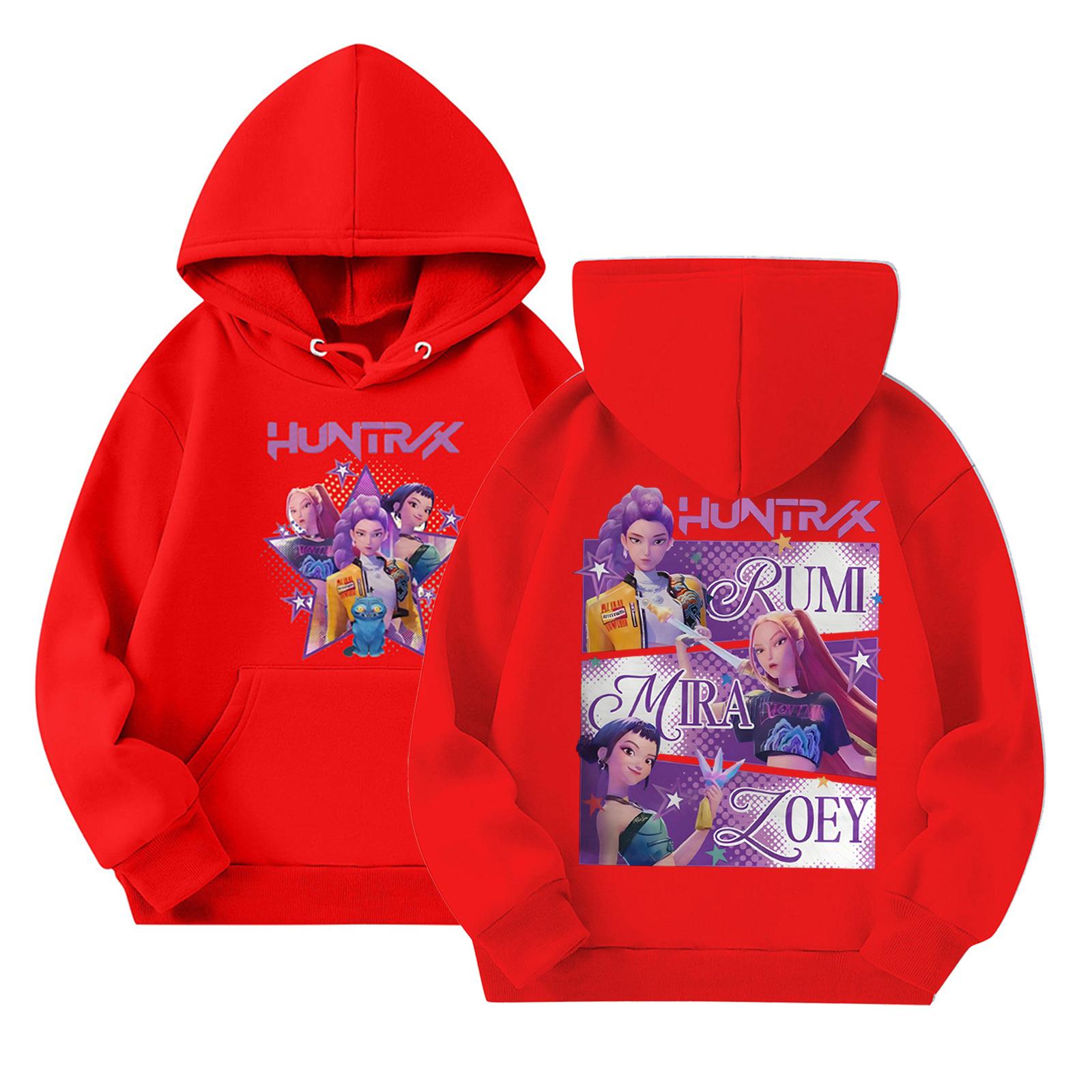 

Детский повседневный пуловер с круглым вырезом и принтом, с длинными рукавами и капюшоном 110 красный