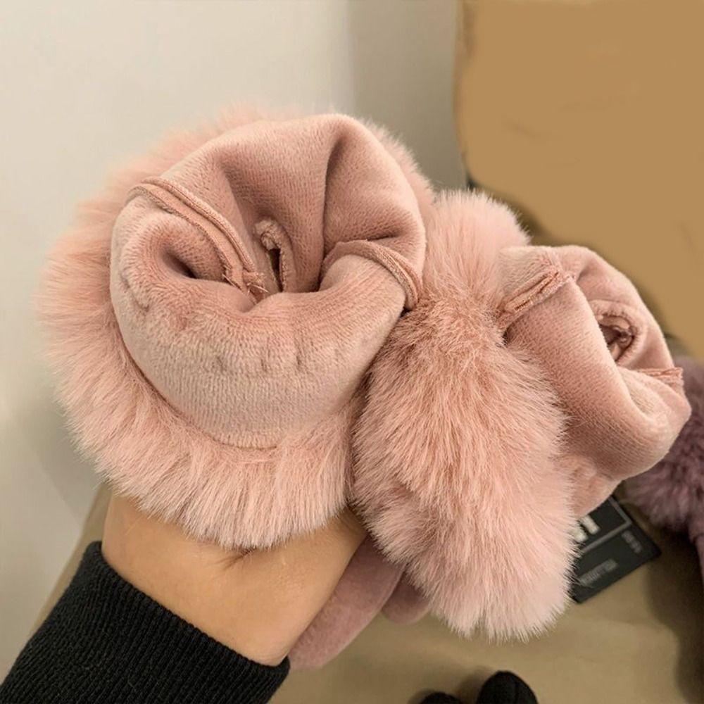 Velvet Winter Gloves Thick Women Mittens Skiing Plush Gloves  Outdoor