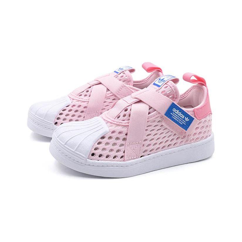 Adidas Originals Superstar 360 Mesh Comfortable Versatile Breathable Sweat-Absorbing Low-Top Kids Sneakers Kids Sneakers Pink White IE8193