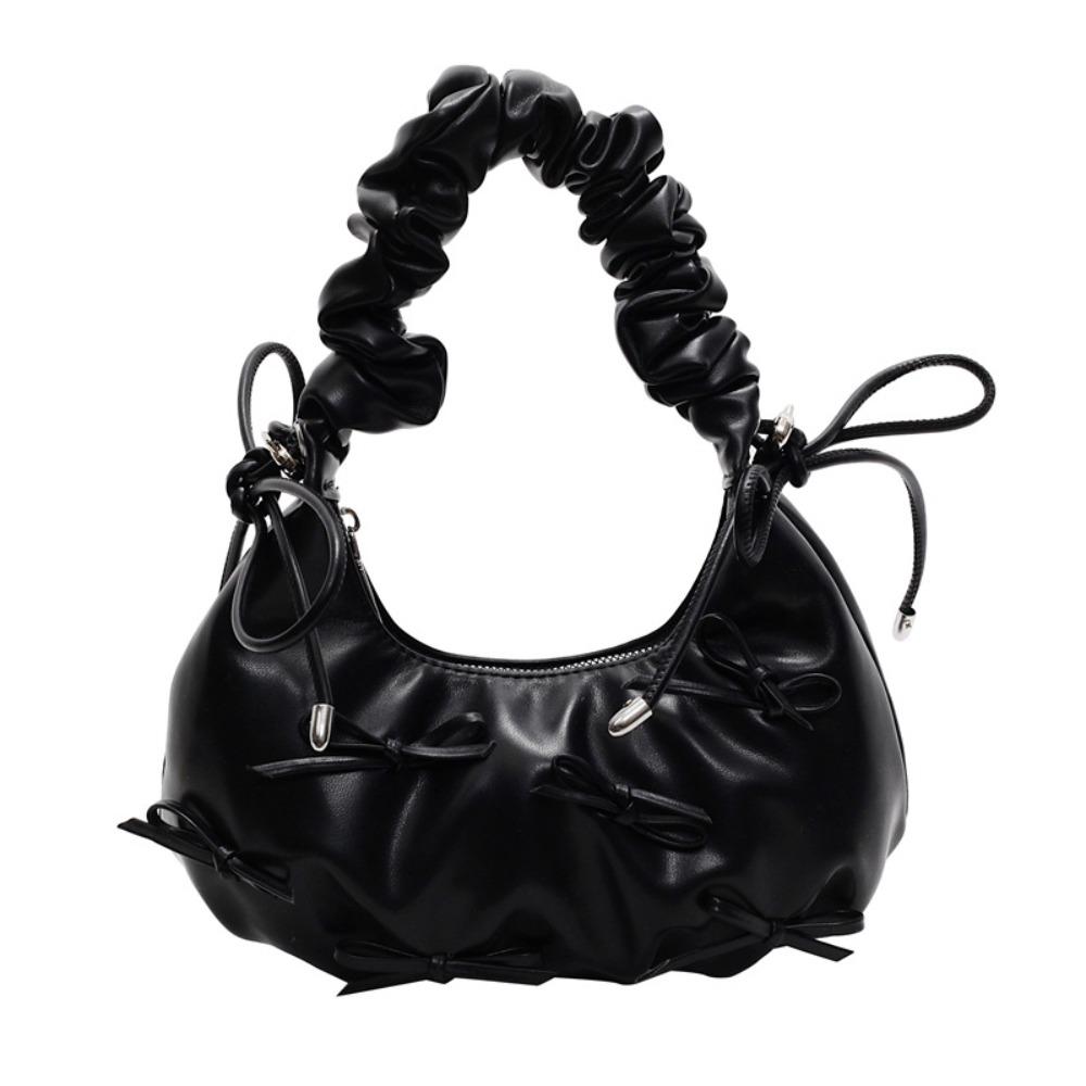

Korean Style Pleated Bow Tote Bag Sweet Dumplings Bag Temperament Cloud Bag Travel