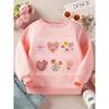 Kids Sweatshirt Embrace Love: A Whimsical Floral Reminder of Kindness Print Long Sleeve Crewneck Sweatshirt - Soft Casual Pullover Top