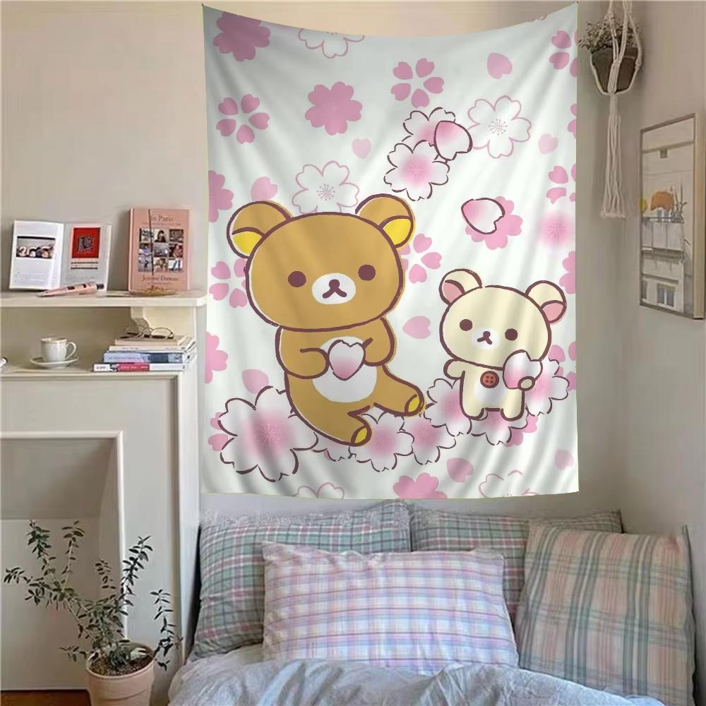 Cute Cartoon Rilakkuma Colored Parrot Printed Wall Tapestry  Multiuse Decor Blanket for Science Fiction Room Home Decor