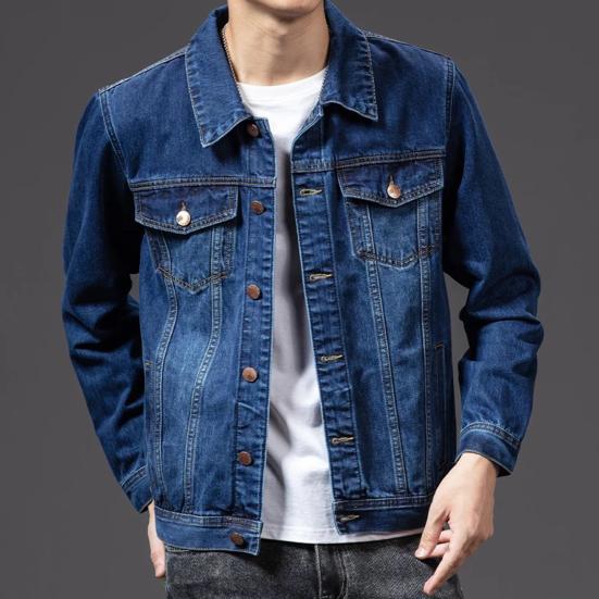 Erkek Denim Ceket Uzun Kollu Çok Cepler Yaka Düz Renk Tek göğüslü Hırka Gevşek Kore Tarzı Erkekler Bahar Sonbahar Ceket