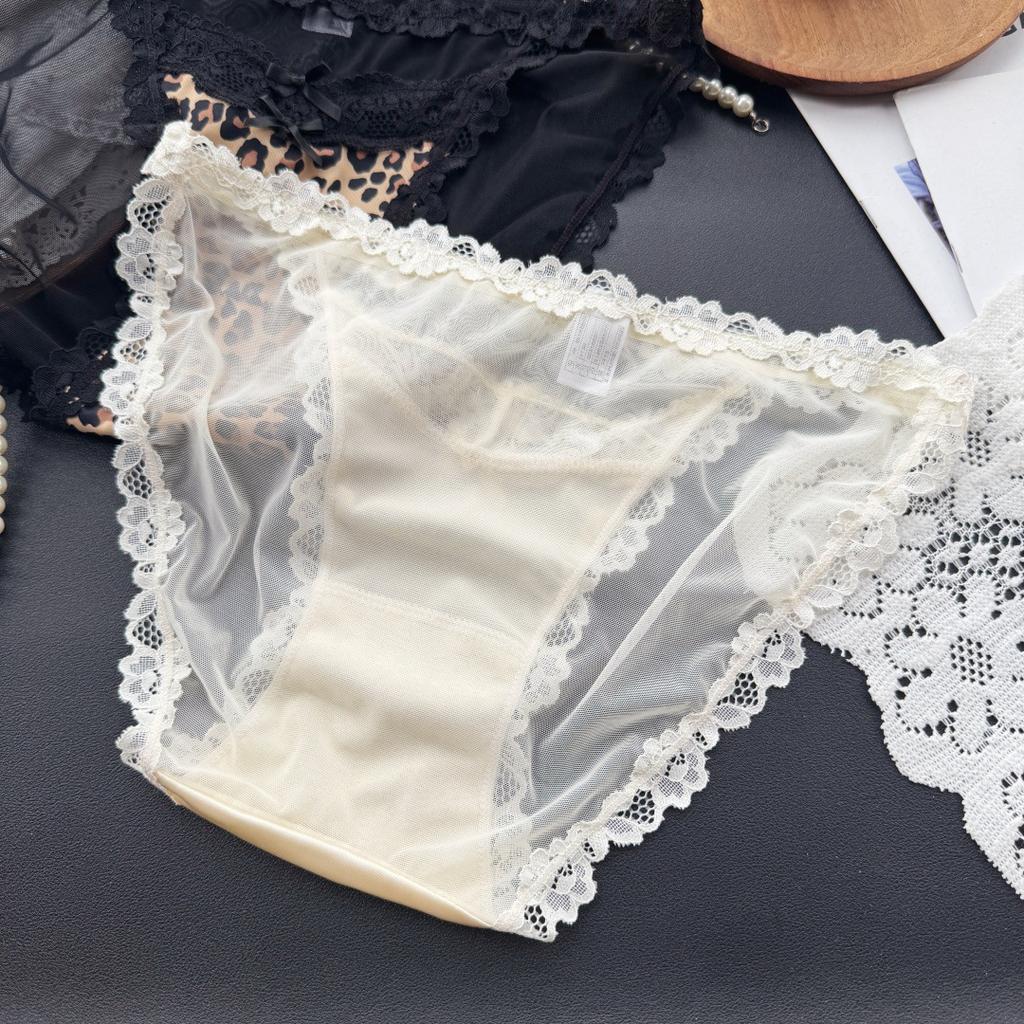 Ladies Spring and Summer Pure Desire Sexy Lace Leopard Print Mesh Briefs