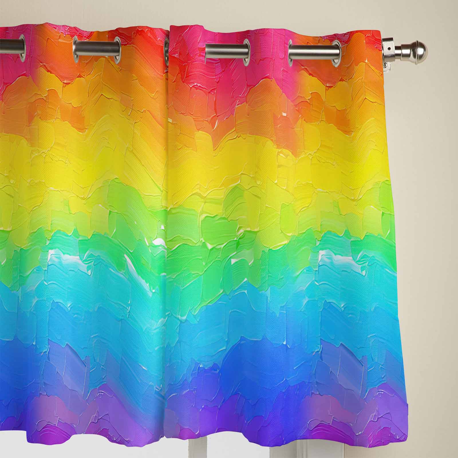 Радужные акварельные градиентные оконные шторы для гостиной — фото 3