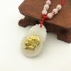 Chairman Mao Gold-Inlaid Jade Pendant - Great Man Temple Exhibition Collectible