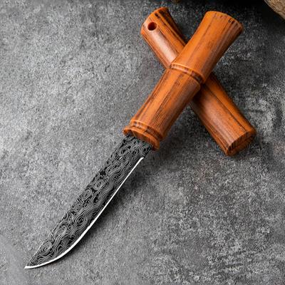 1 Piece Outdoor Kitchen Bamboo Knife Meat Cleaver Portable Multi-Purpose Stainless Steel Fruit Knife