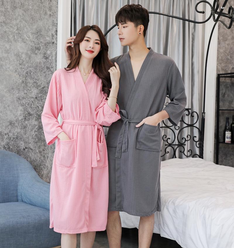 Japanese Style Thin Yukata Pajamas for Spring & Summer - Unisex Plus Size Bathrobe for Women & Men, 200 Jin Beauty Salon, Autumn Pajamas.