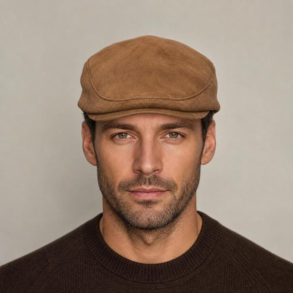 Solid Color Winter Forward Hat Warm Retro Flat Cap Unisex Suede Newsboy Cap Daily