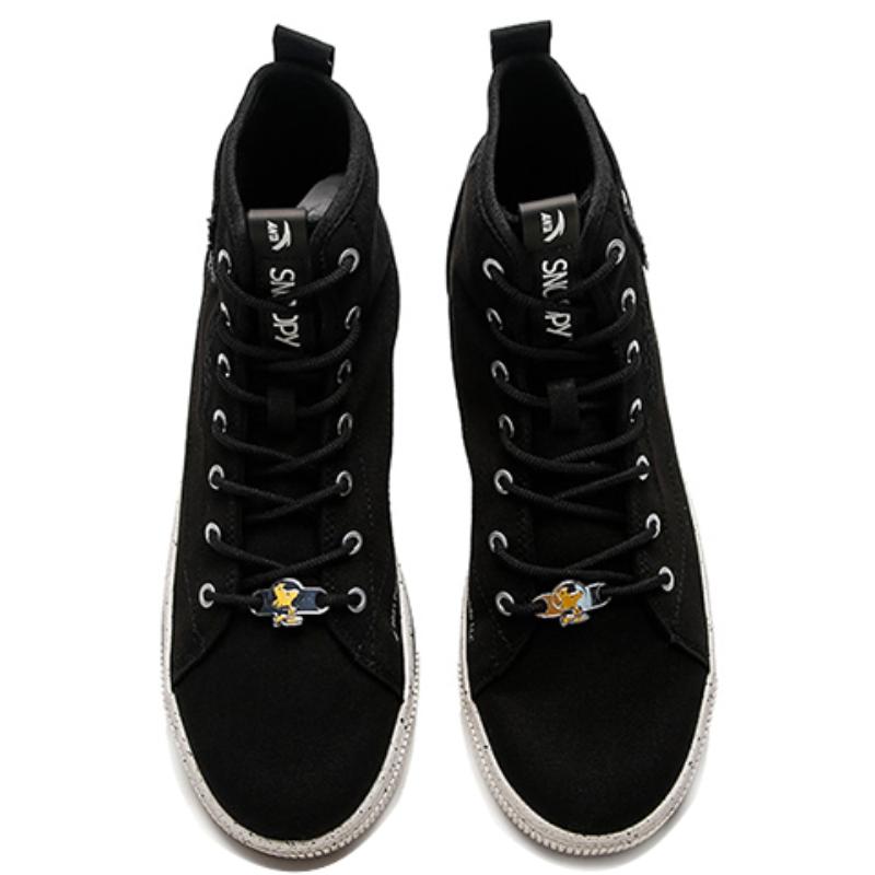 SNOOPY x Anta Life Collection Durable Breathable High-Top Skateboard Shoes Men's Black Sneakers 912138604-2