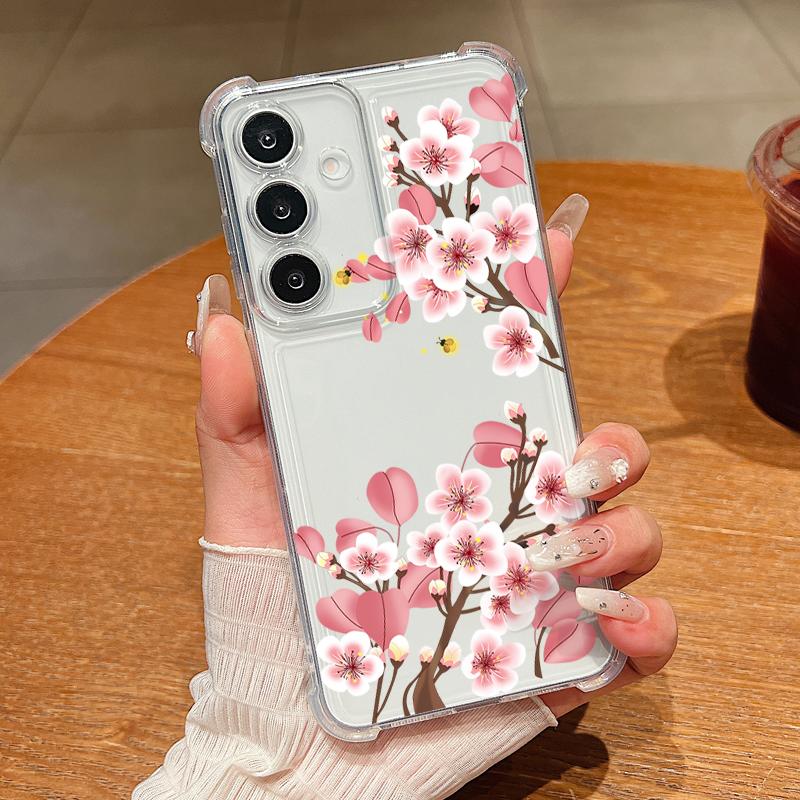 Flowers Floral Pattern Phone Case For Samsung Galaxy S26 S25 S24 S23 Ultra S22 Plus S21 S24 S25 FE Clear Shockproof Soft Cover
