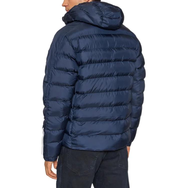 adidas Drei Streifen Buchstaben Logo Bedruckte Kapuzenjacke Langarm Herrenjacke Marineblau GT1686