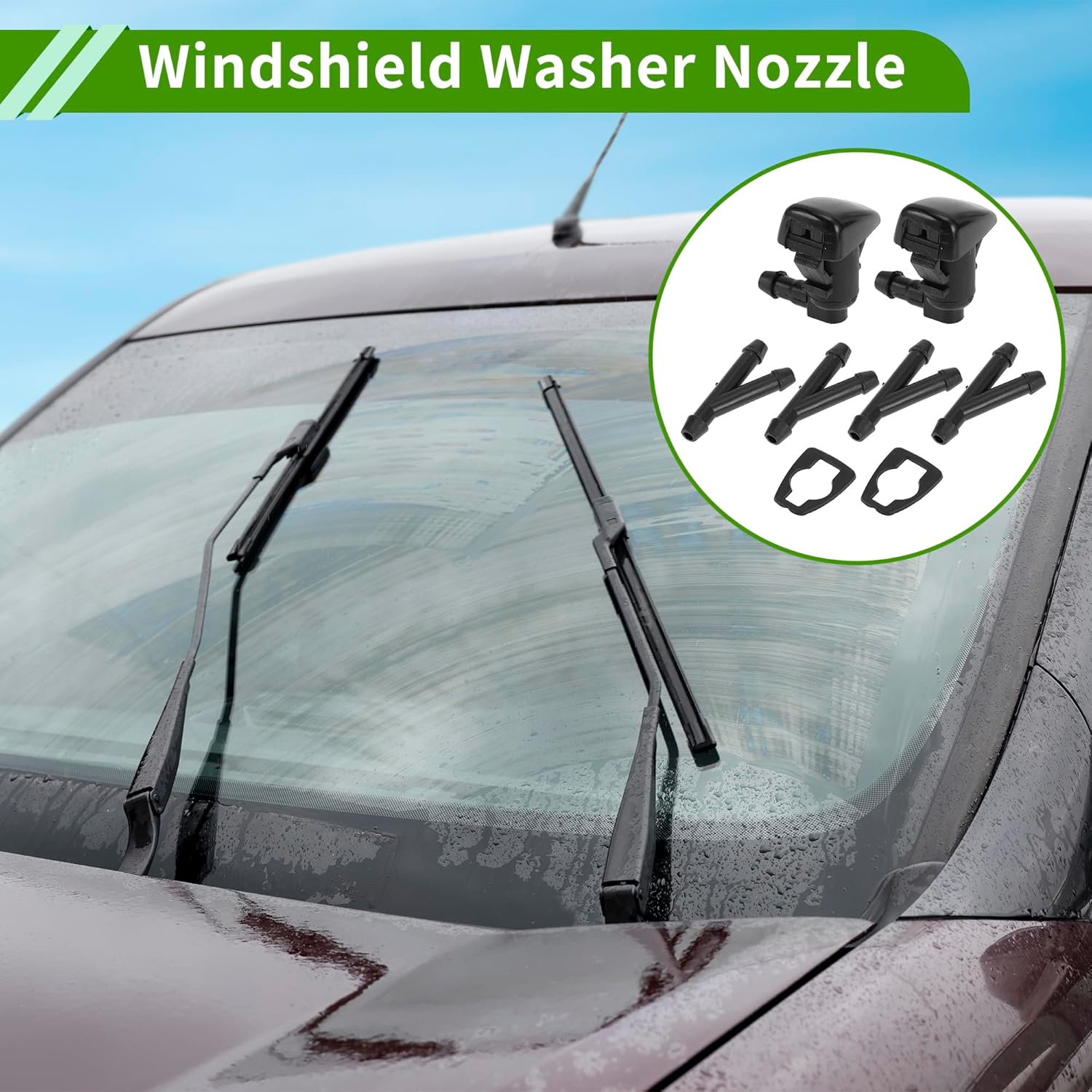 No.95226510 Windshield Washer Nozzle for Chevrolet Black Front Windshield Spray Nozzles Wiper Spray Washer Jet Plastic 1 Set