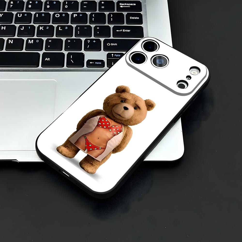 T-Ted B-Bear Phone Case For IPhone 17 Air 16 E Pro Max 15 14 13 Mini 12 Pro 11 Max Plus Black Soft Shell