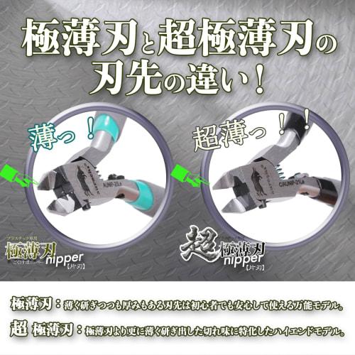 Aurochs Ultra-Thin Single-Edged Nippers, Precision Cutting Tools for Plastic, Gate Cutting, for Plastic Models, Senasuke Model (Senasuke Blue, Right-H