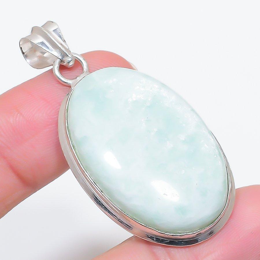 

Natural Amazonite Gemstone 925 Sterling Silver Jewelry Pendant 2.05 G5T63