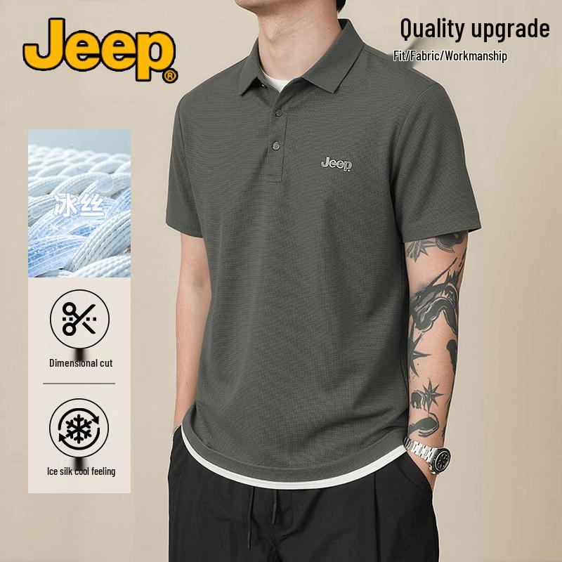 JEEP Men s Summer Ice Silk Quick-Dry Polo Shirt XL