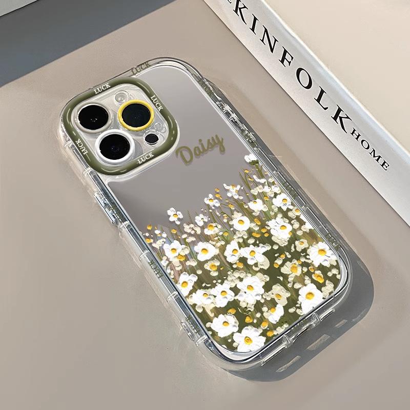 Pink Rose for IPhone17 Mirror Phone Case for Apple 15promax Small Fresh 14 Flower 13