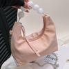 Stylish Pu Pearl Handbag For Women Trendy Soft Chain Small Square Crossbody Bag
