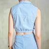 Virgio Women Crop Length Sleeveless Slim Fit Shirt Collar Shirt