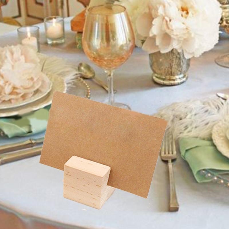 12pcs Natural Wooden Place Card Holders Stand Card Photo Clip Holder Rustic Wedding Decorations Party Table Number Name