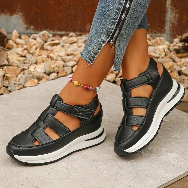 Ladies Shoes High Quality Buckle Strap Closed Toe Office Sandals