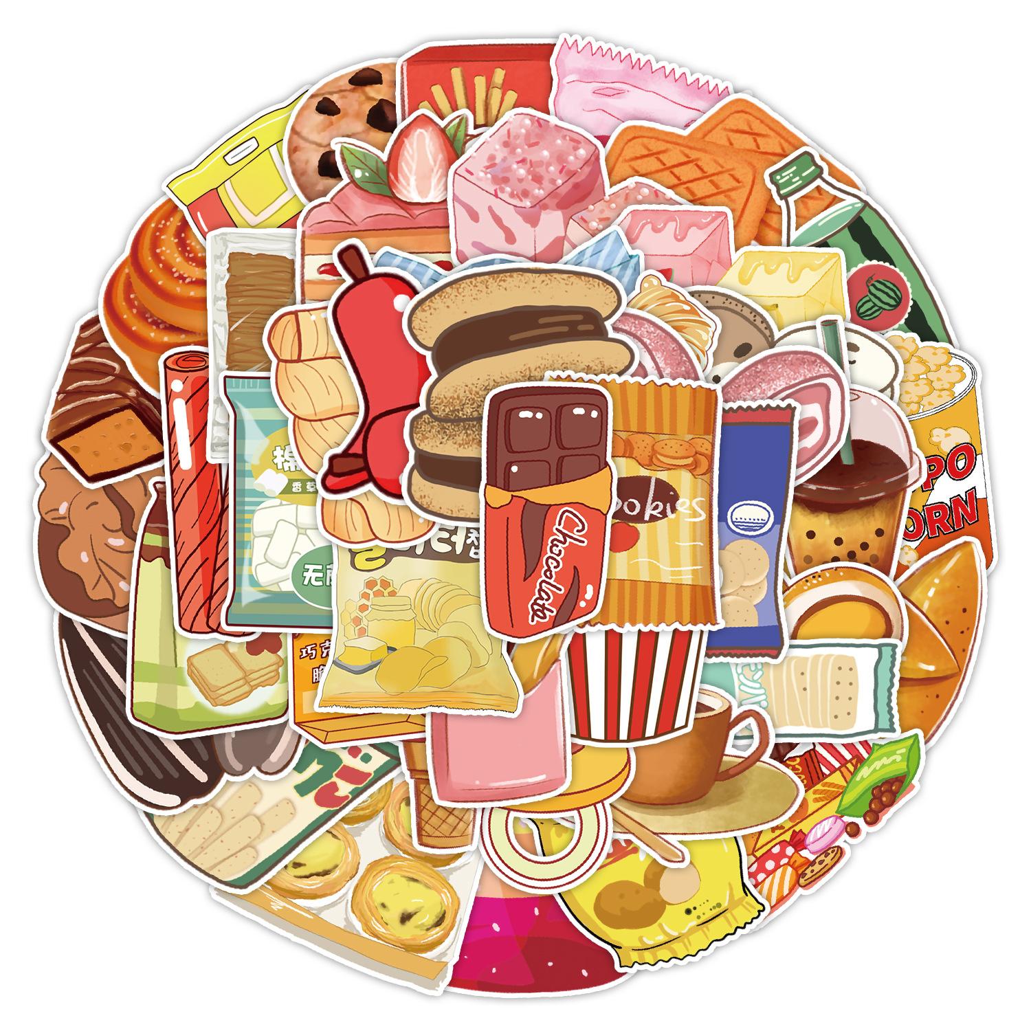 

50 Snack Food Graffiti Stickers Computer Mobile Phone Water Cup Decoration Stickers Waterproof Creative Notebook Stickers