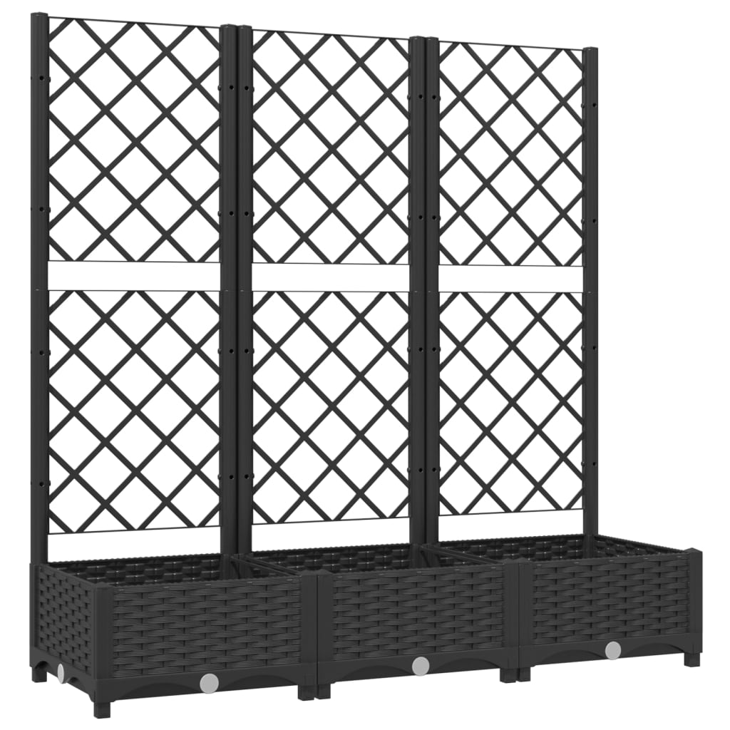 Vidaxl Garden Planter With Trellis, Black, 120X40X121.5 Cm, Pp