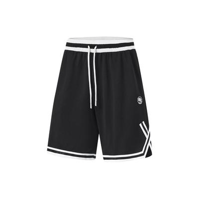 Li Ning Badfive Color Block Letter Mid Waist Drawstring Straight Leg Sports Shorts Men Shorts Black AAPU111-1