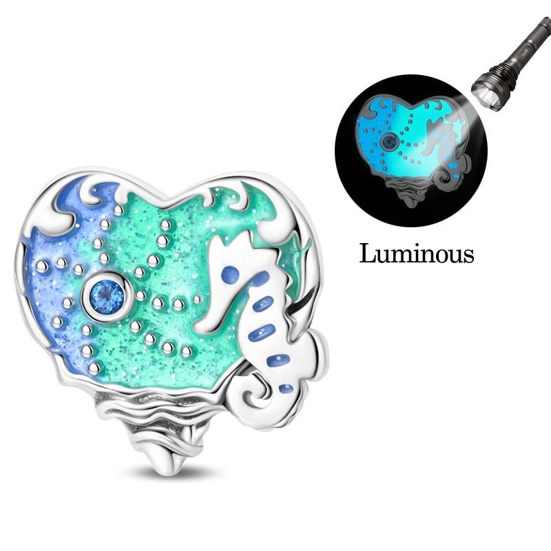925 Silver Luminous Blue Ocean Series Octopus Starfish Charms Beads For Women Fit Bracelet DIY Jewelry Gifts