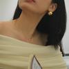 Collana da Donna in Acciaio Inossidabile Placcato Oro con Ciondolo Minimalista in Zircone, Catena Anti-appannamento, Pietra Centrale Rotonda Trasparente in Zirconia Cubica