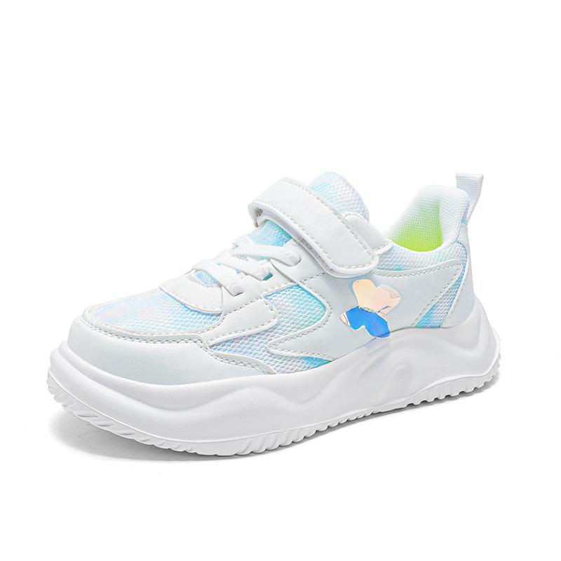 

Childrens Sports Shoes Spring Fashion Butterfly Girls Leather Pink Breathable Antislip Light Casual Flat Kids Running Shoes EU28 белый